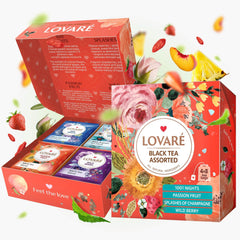 LOVARE front packaging showing colorful floral gift box and variety