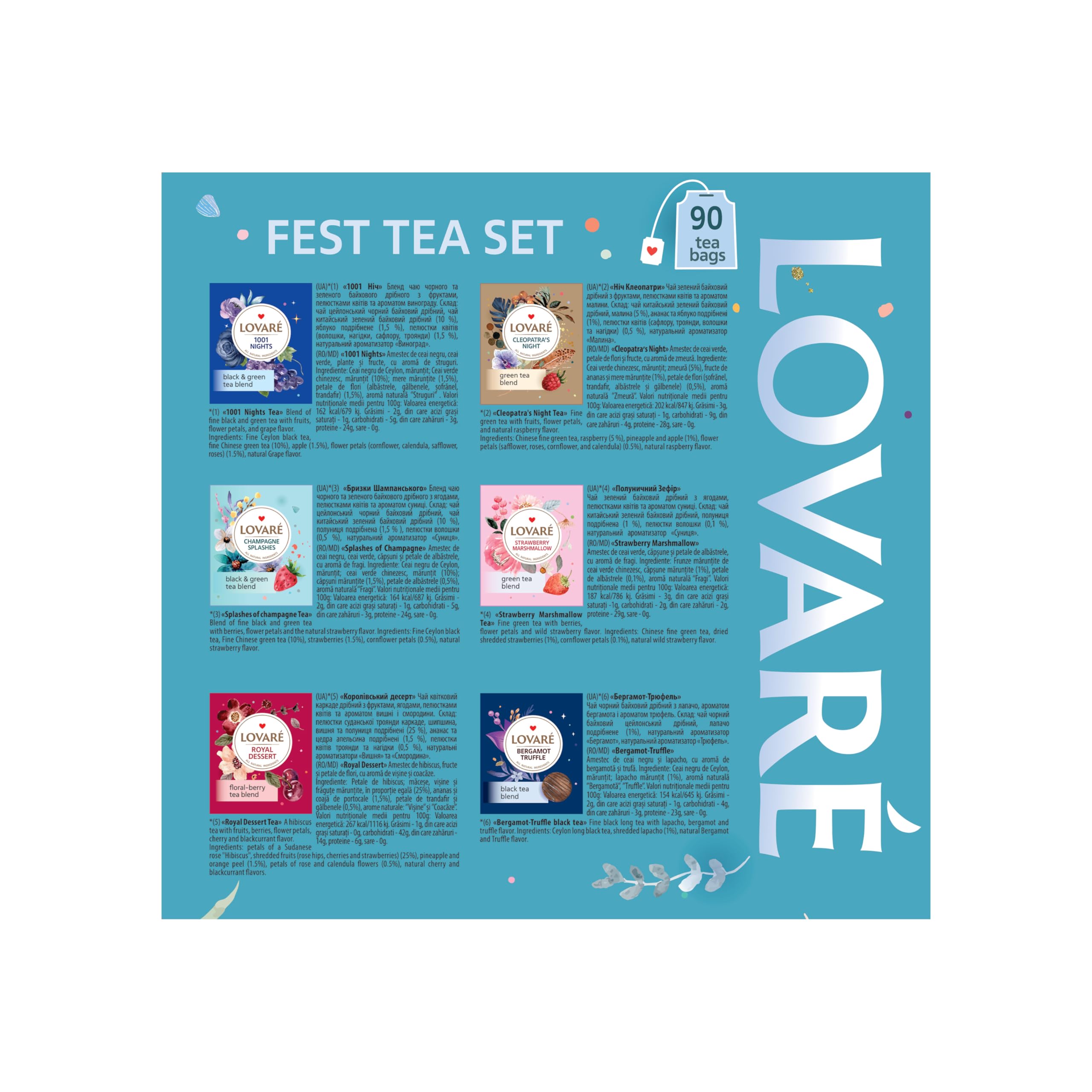 LOVARE product label and ingredients panel for transparent sourcing
