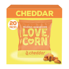 Love Corn front packaging showing cheddar snack and portions benefit