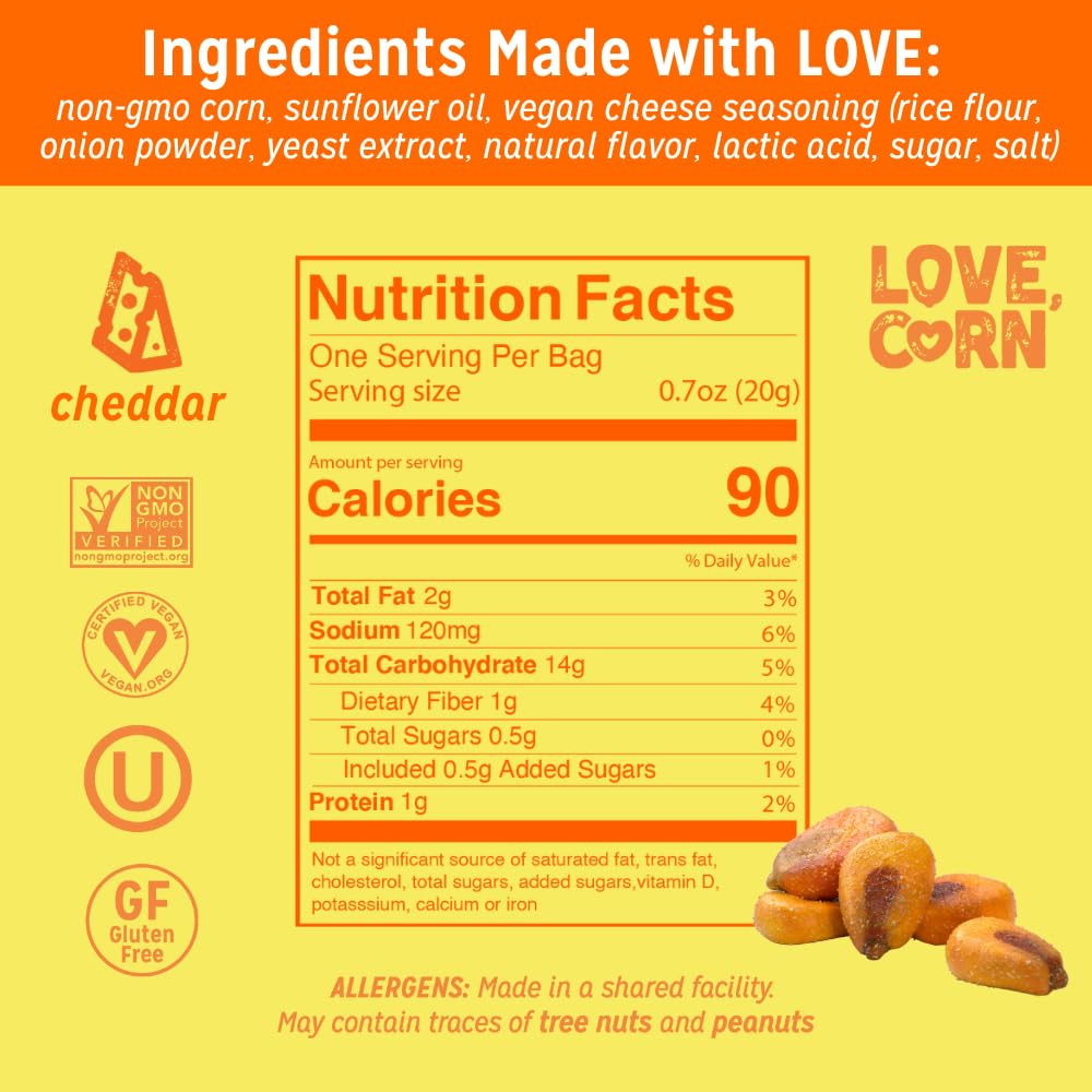 Love Corn ingredients label visible for transparency and diet-friendly info
