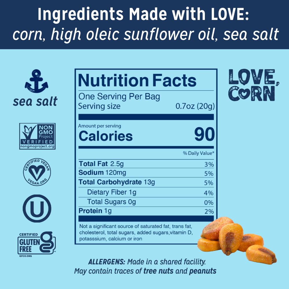 Love Corn close-up of roasted corn kernel texture highlighting crunch