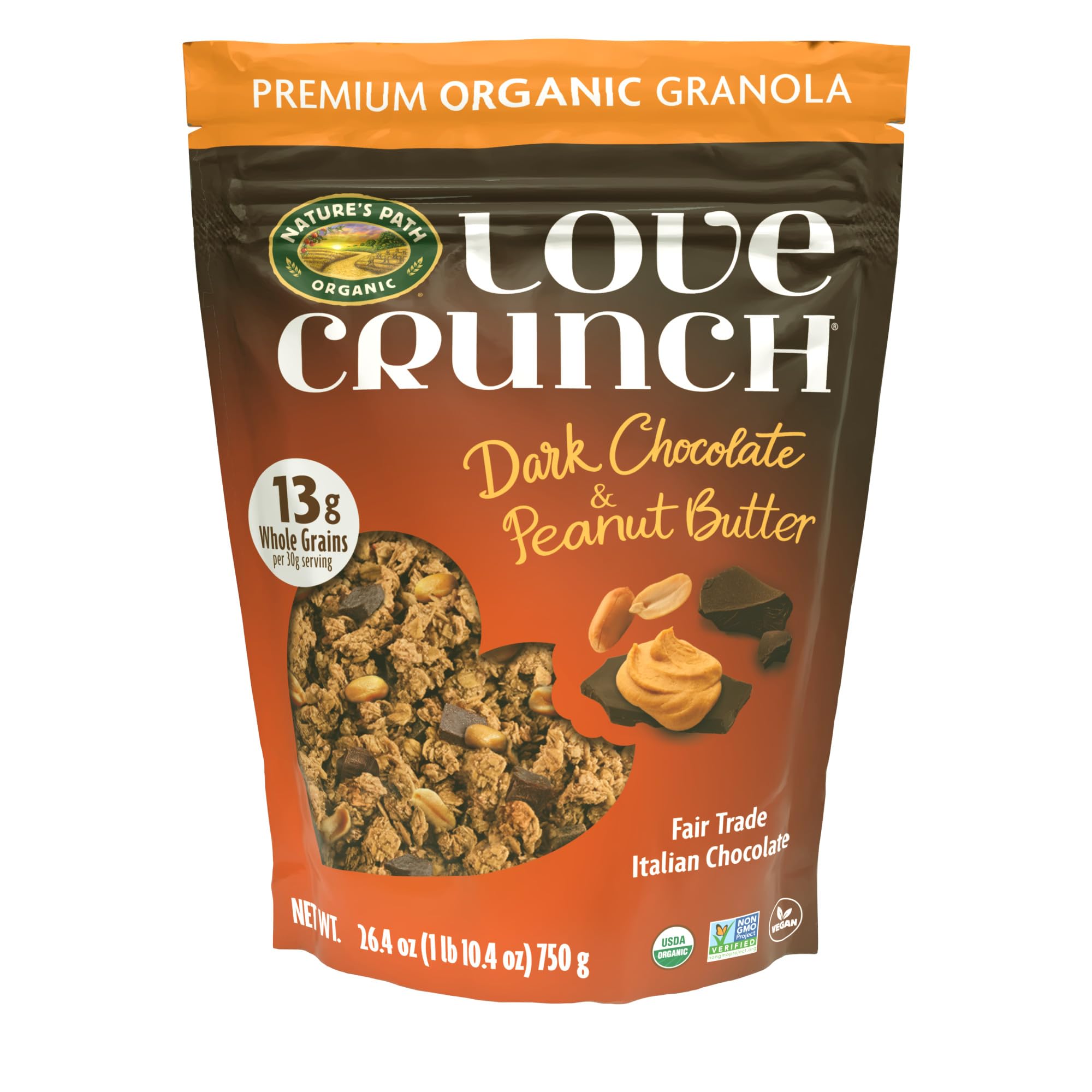 Love Crunch front packaging showing pouch and branding with shelf-ready appeal