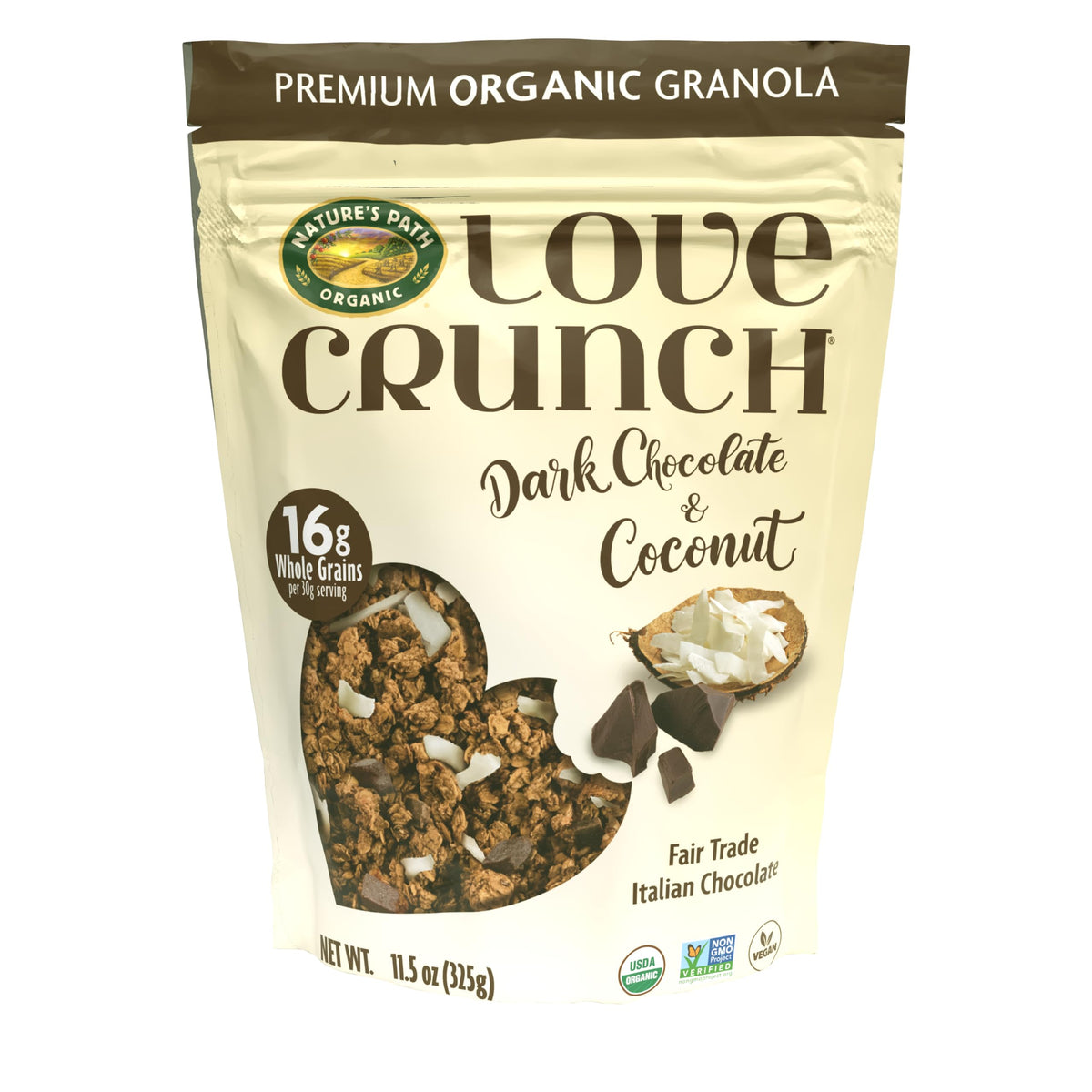 Love Crunch front packaging showing product branding and pouch benefit