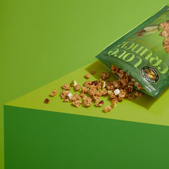 Love Crunch granola served in a bowl with milk for quick breakfast convenience