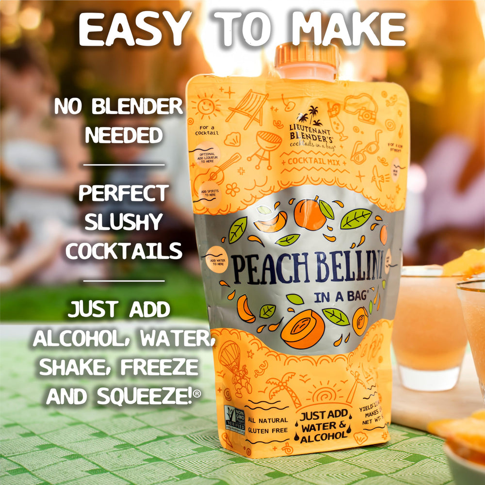 Lt. Blender open bag pouring mix into container for quick prep