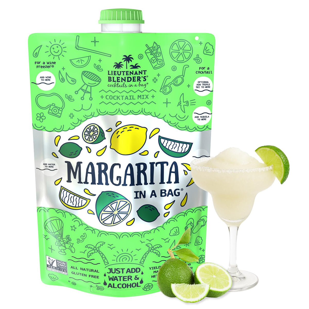 Lt. Blender front packaging showing bag and cap for easy mixing