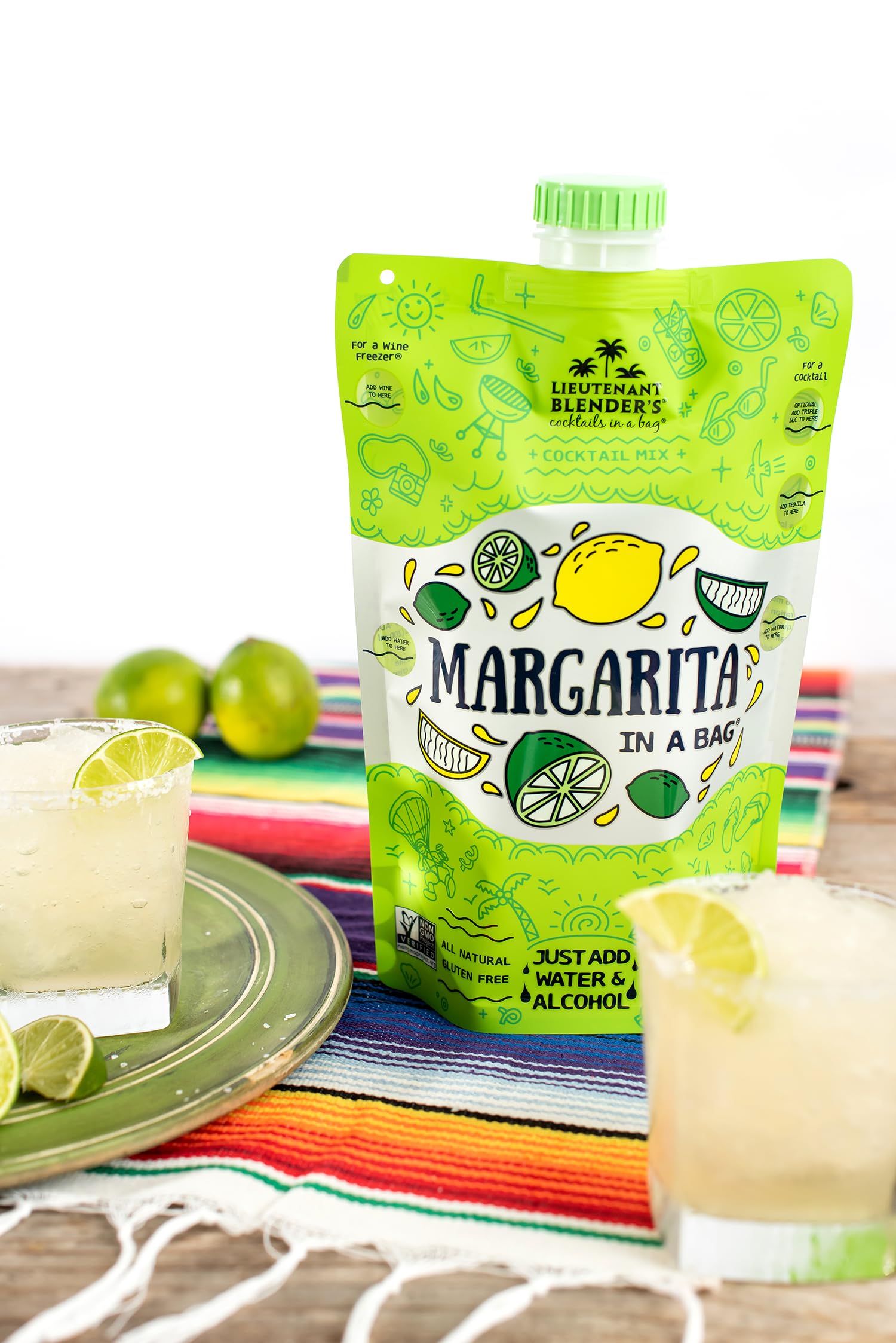 Lt. Blender margarita glass garnished with lime showing party-ready drink