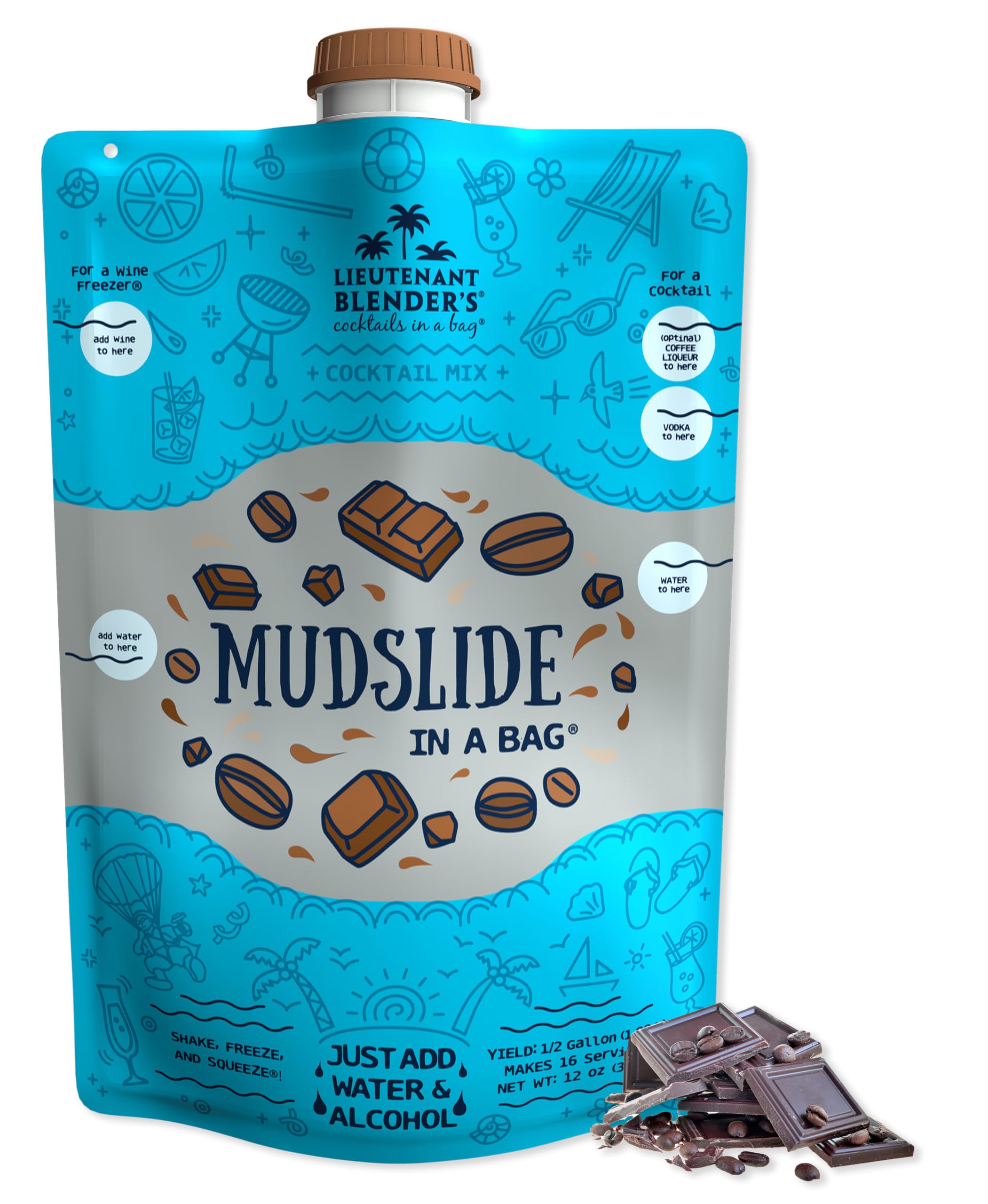 Lt. Blender front packaging showing resealable bag and serving info, convenient for parties