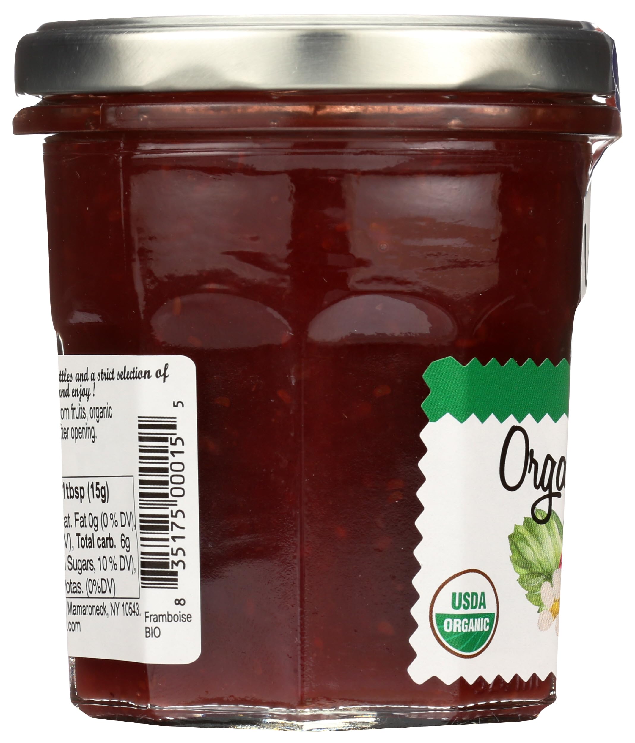 LUCIEN GEORGELIN fresh raspberries and jar highlighting organic fruit ingredients