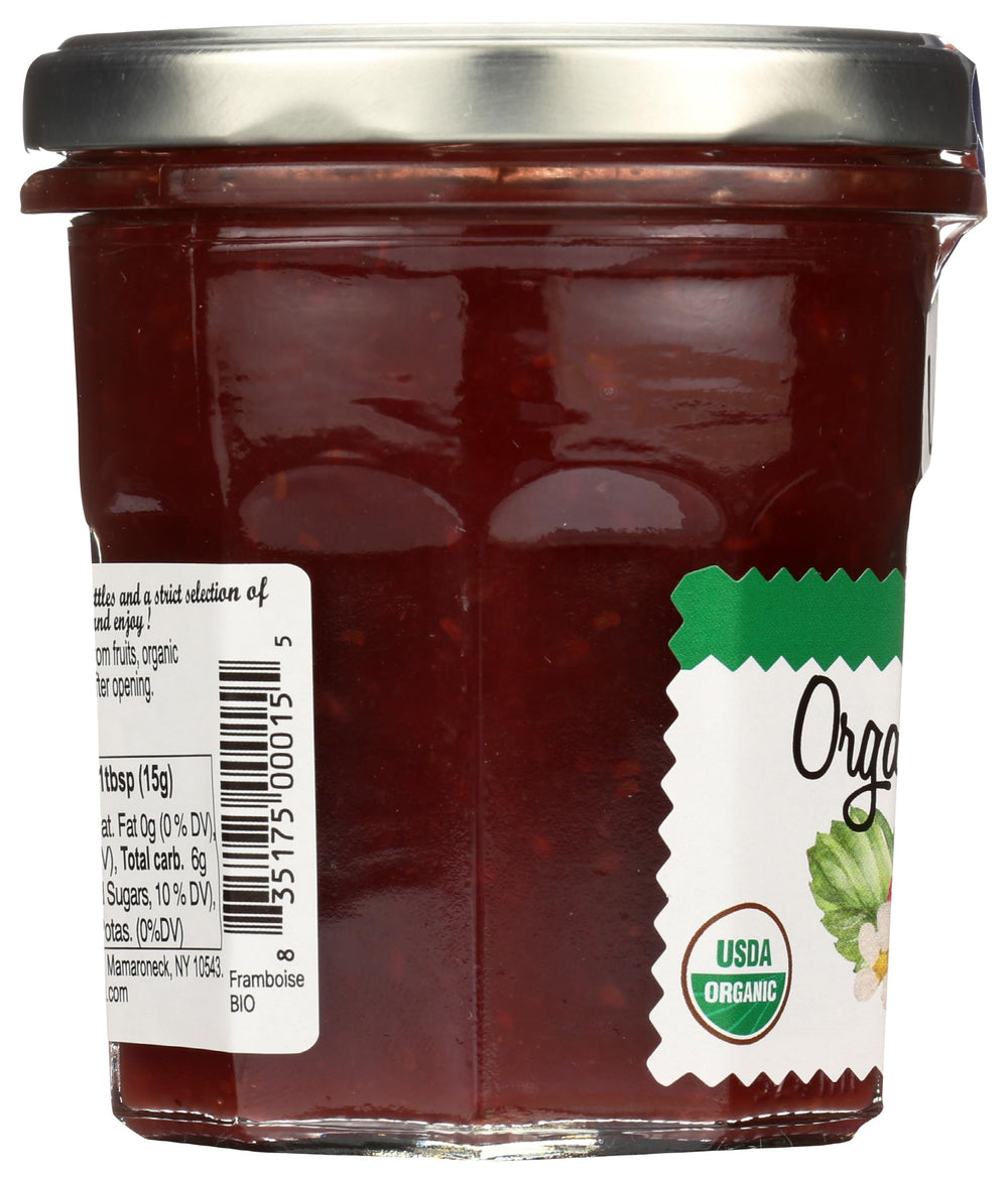 LUCIEN GEORGELIN fresh raspberries and jar highlighting organic fruit ingredients