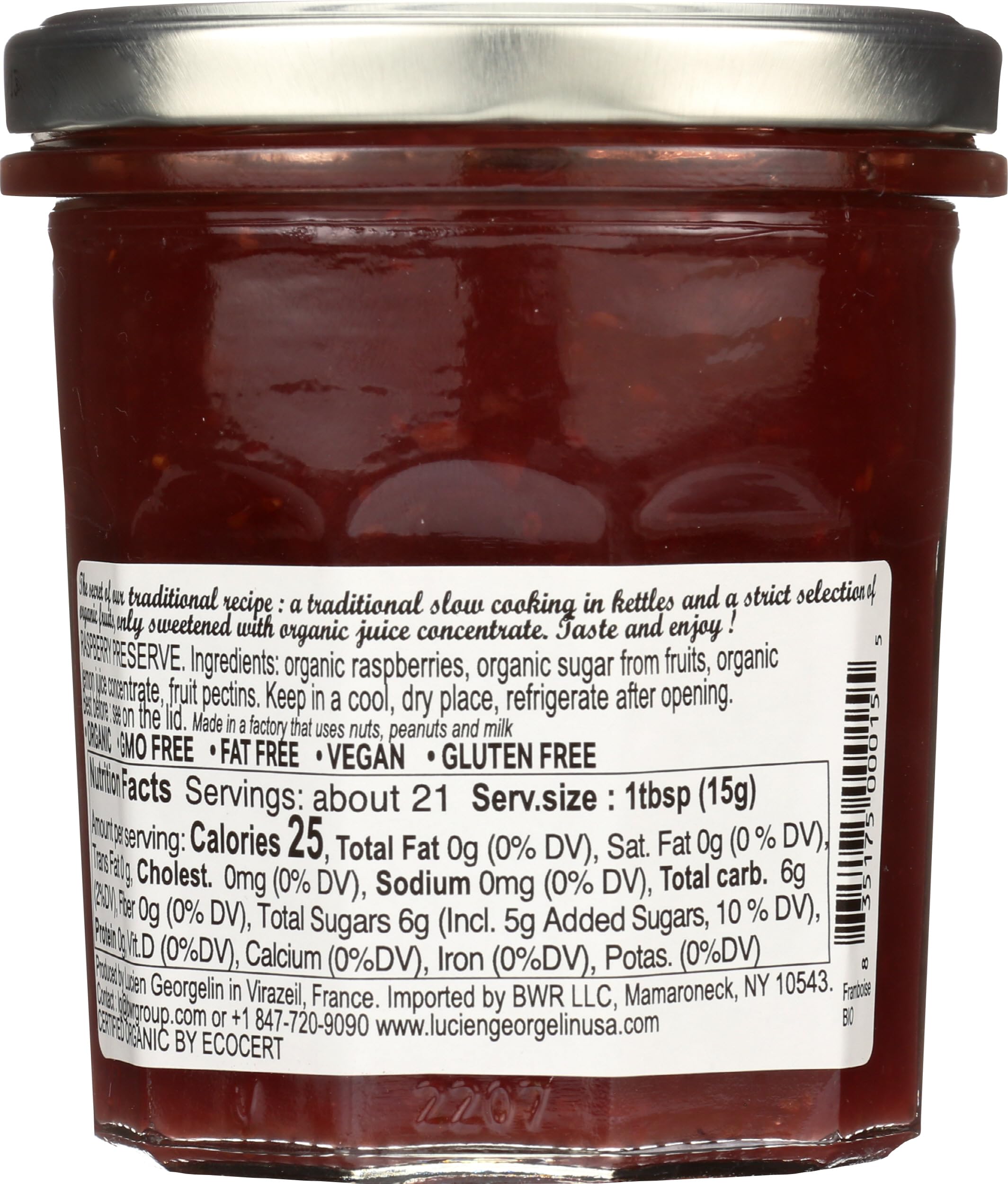 LUCIEN GEORGELIN label close-up emphasizing organic certification and ingredient clarity