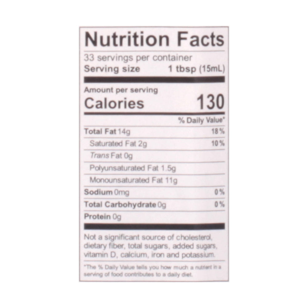Lucini bottle next to measuring items to show 500 mL scale, clarifies size