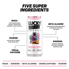 Lucky Energy poured into glass with fizz showing refreshing texture and prolonged hydration benefit