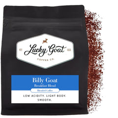 Lucky Goat front packaging showing 12 oz bag and Billy Goat branding for clear product ID and shelf appeal