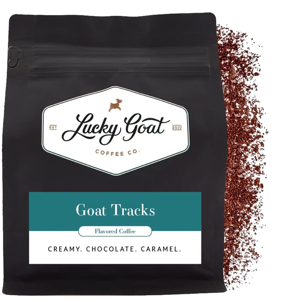 Lucky Goat bag front packaging showing Goat Tracks flavor and benefits