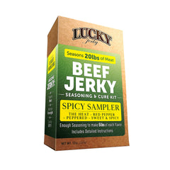 Lucky Beef Jerky front packaging showing kit contents and benefits