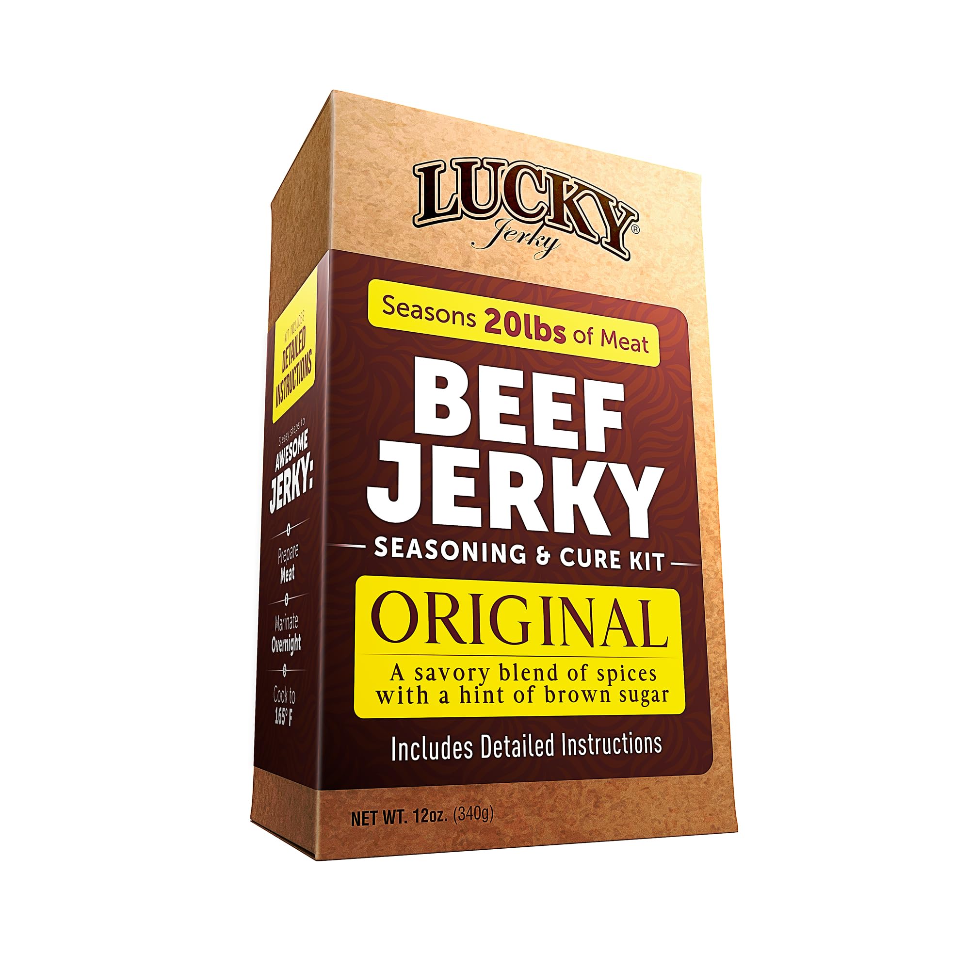 Lucky Beef Jerky front packaging showing kit and convenience benefit