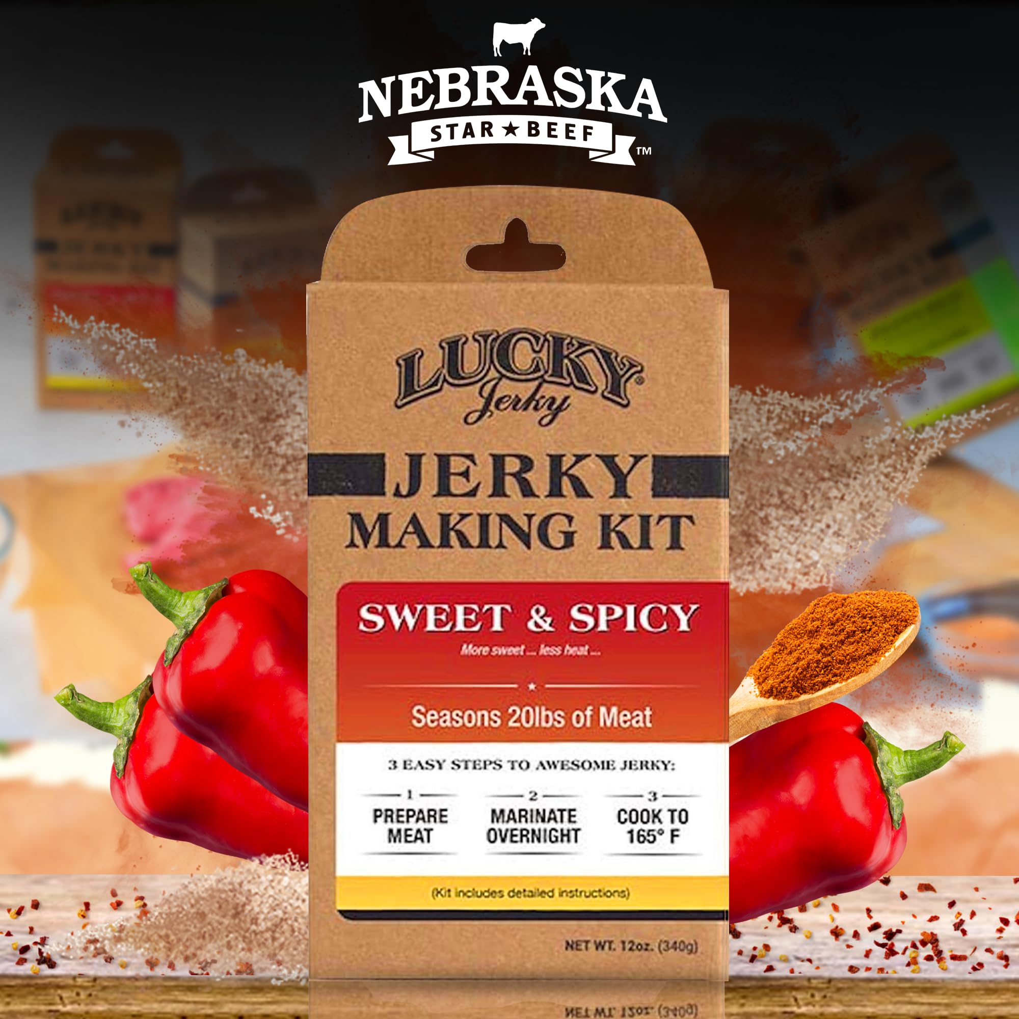 Lucky Beef Jerky individual labeled packets displayed for easy measuring benefit