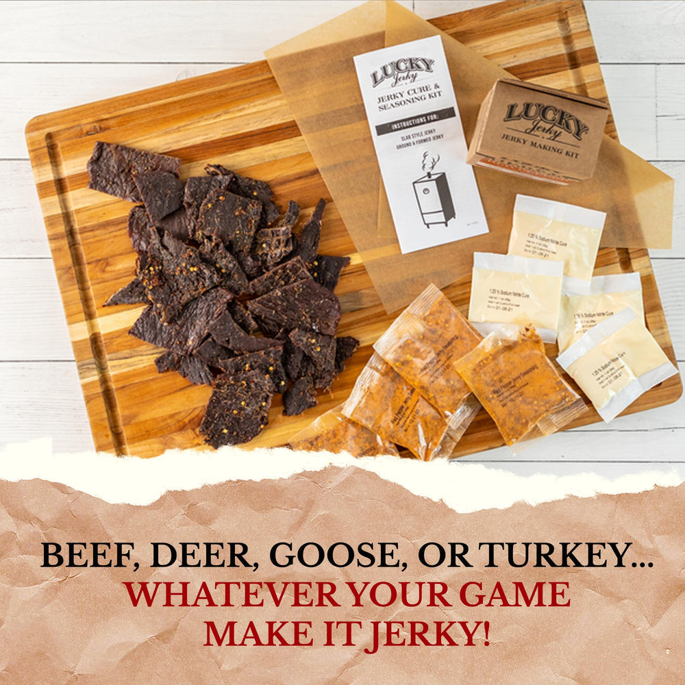 Lucky Beef Jerky kit beside a ruler for size and portion comparison benefit