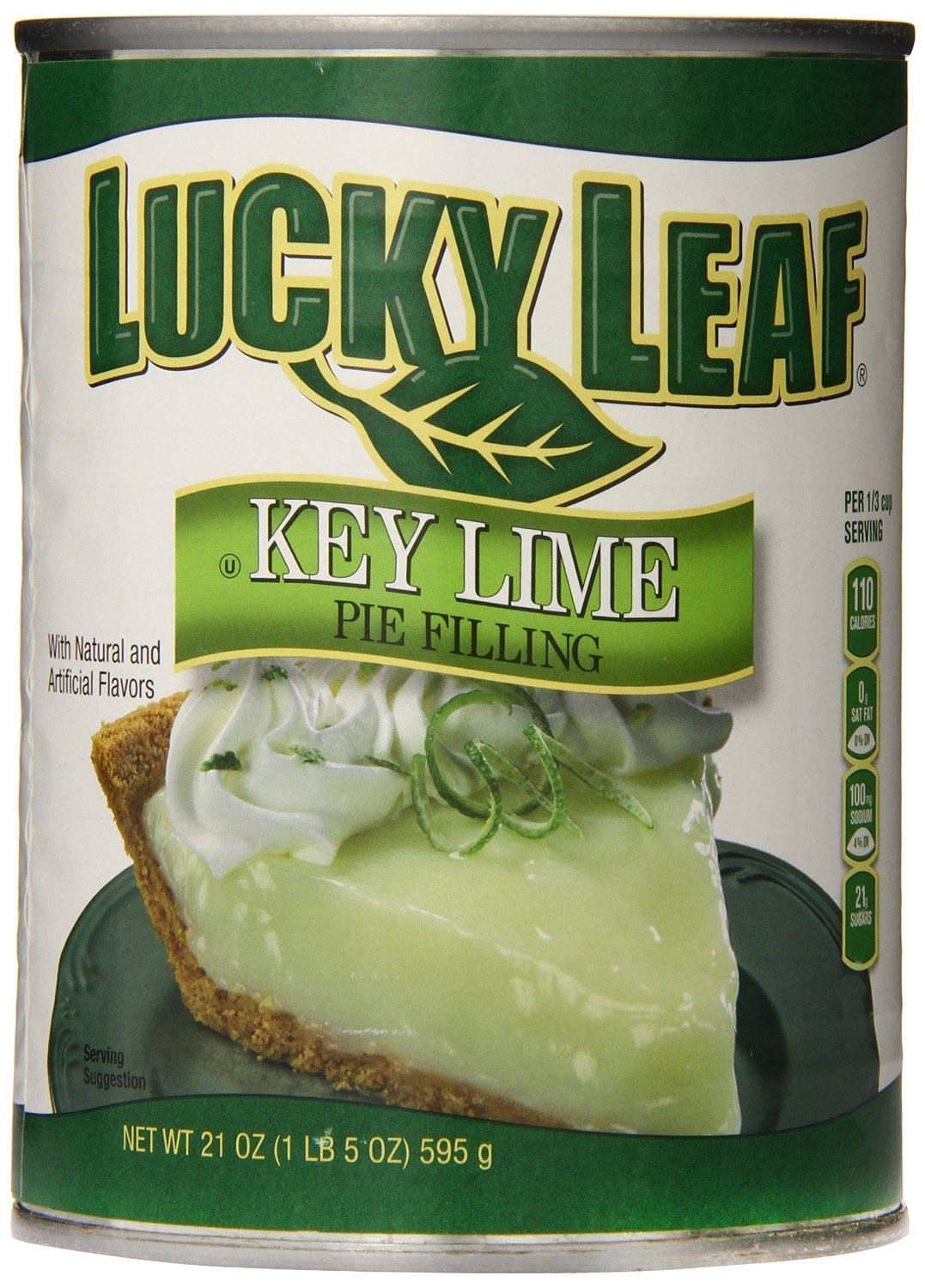 Lucky Leaf front packaging showing two 21 oz cans for convenient baking