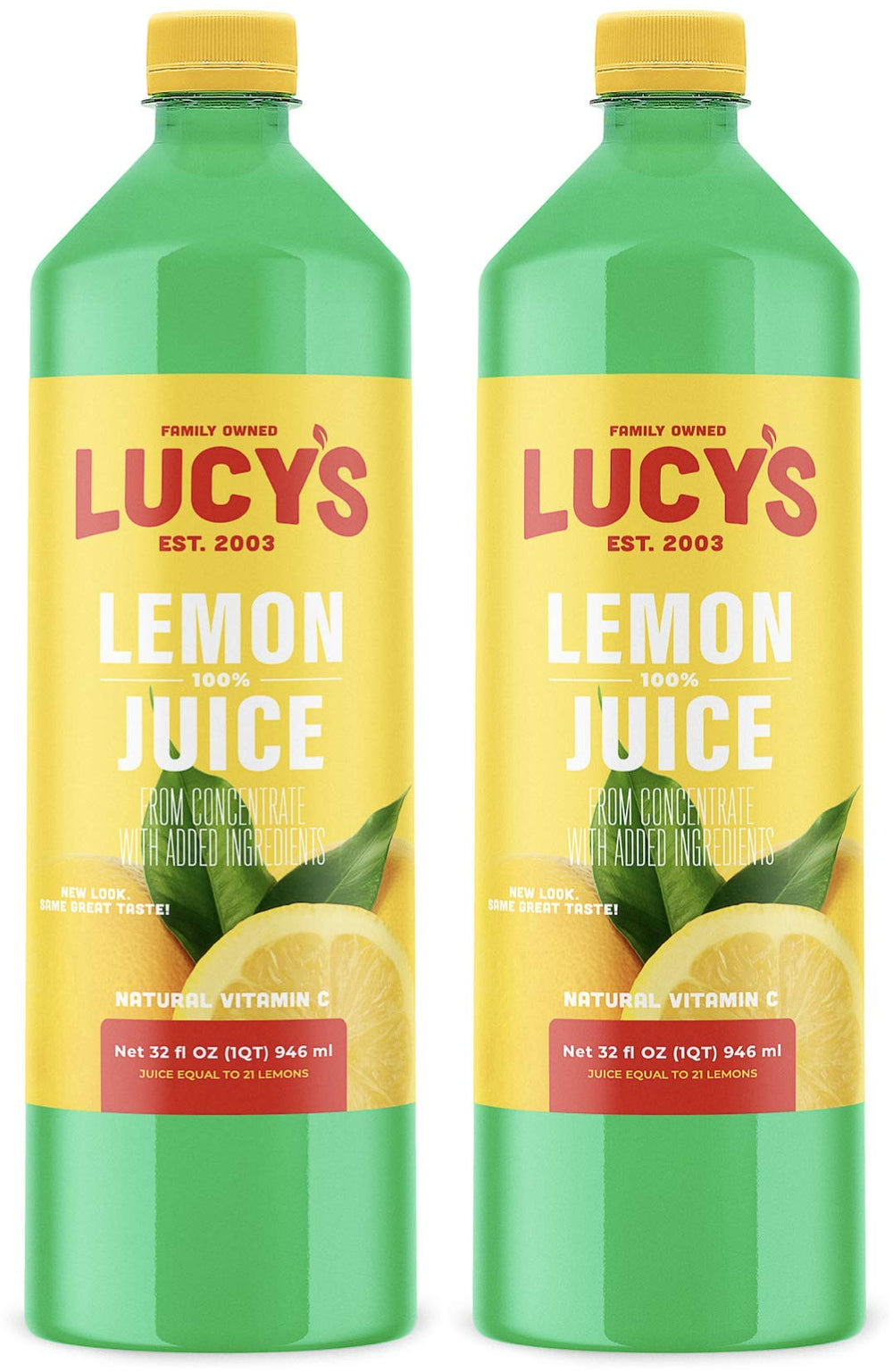 Lucy's 32oz front packaging showing brand and clear bottle for easy identification and convenience