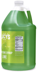 Lucy's lime syrup pouring close-up over ice, demonstrating smooth pour and coverage benefit