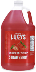 Lucy’s strawberry one-gallon front packaging showing vibrant color and brand