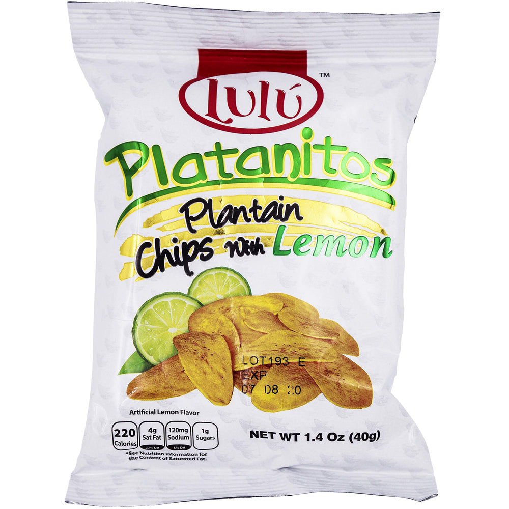 LULU Platanitos close-up of chip texture and lemon seasoning, demonstrates crisp crunch