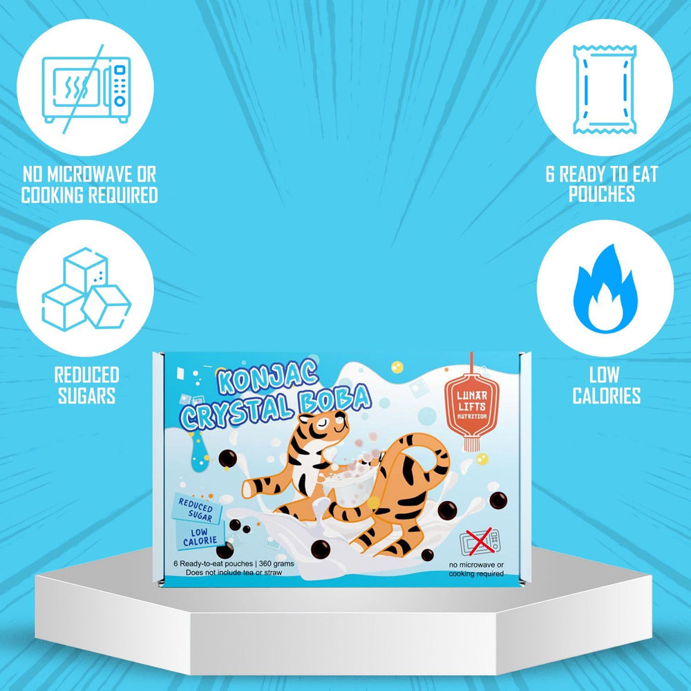 Lunar Lifts Nutrition pearls in a bubble tea glass providing lower-calorie boba option