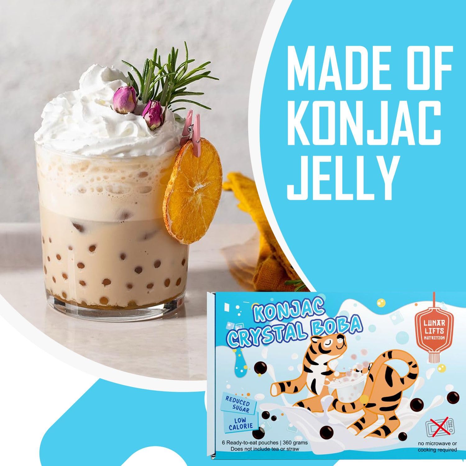 Lunar Lifts Nutrition ingredient label showing konjac root highlighting natural origin