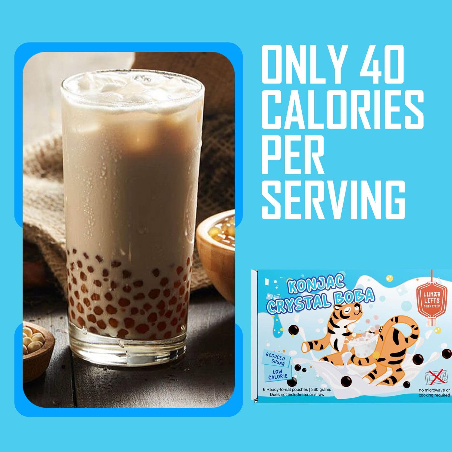 Lunar Lifts Nutrition open pouch with pearls ready to pour for easy serving