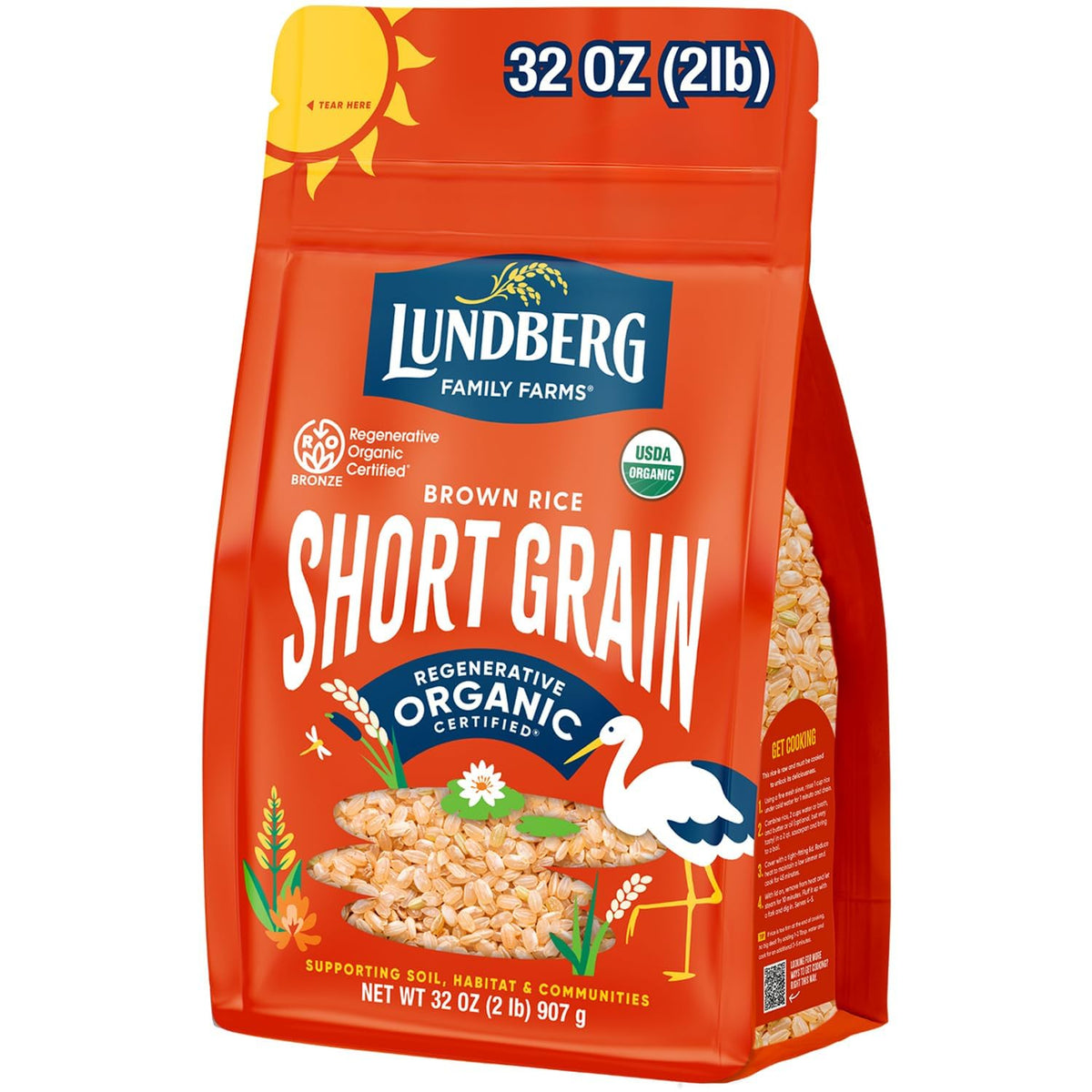 Lundberg front packaging 32 oz bag showing sustainable branding and pantry convenience