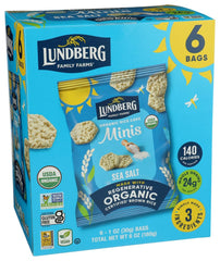 Lundberg front packaging showing sea salt minis, convenient and organic