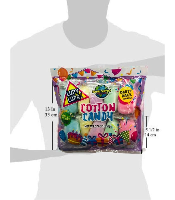 Lupy Lups! close-up of fluffy cotton candy texture highlighting airy melt-in-mouth feel