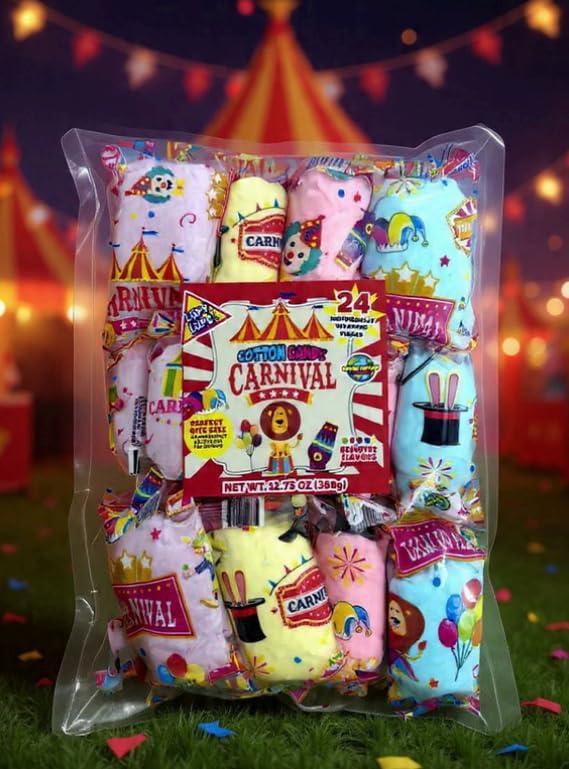 Lupy Lups! front packaging showing carnival design and pastel colors appealing display