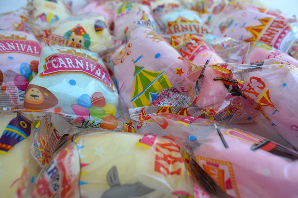 Lupy Lups! cotton candy on a party table adding festive color and quick servings