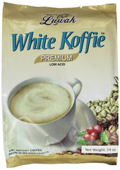 G8 Beverage LUWAK White Koffie pack front showing 20 low-acid sachets for convenient servings