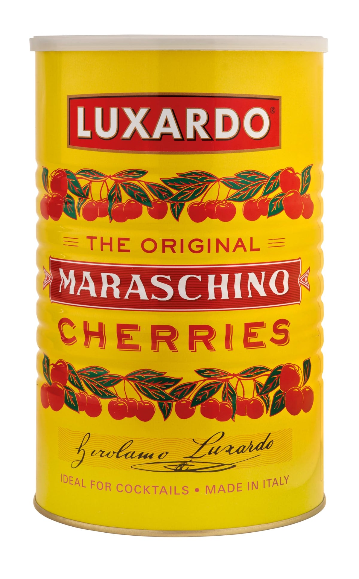 luxardo front of can showing brand and size, clear identification benefit