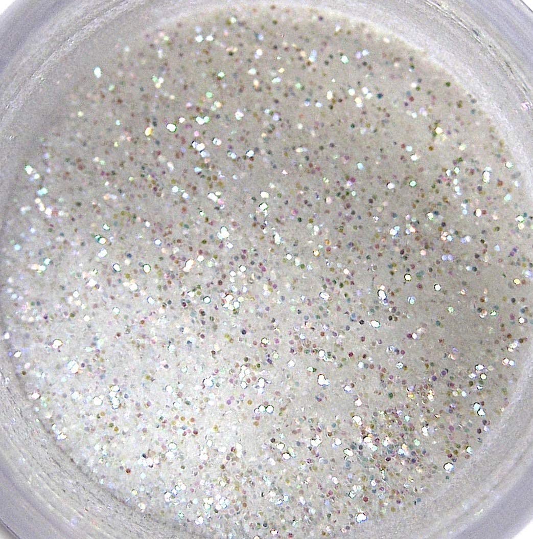 Luxe Cake front packaging showing two small glitter jars and labels for easy storage