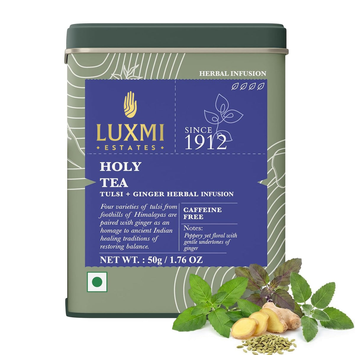 Luxmi Estates front packaging showing net weight and blend benefits