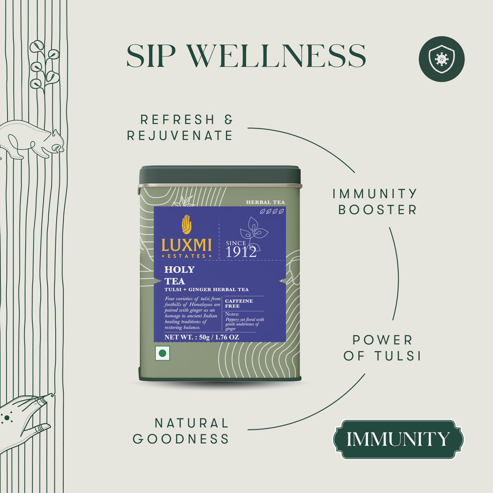 Luxmi Estates steeping tea cup releasing amber color and aroma
