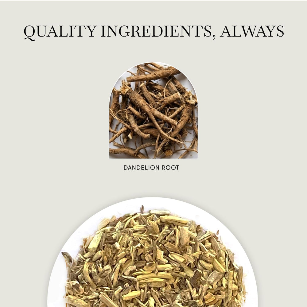 Luxmi roasted dandelion root close-up revealing dark toasted pieces and rich aroma benefit