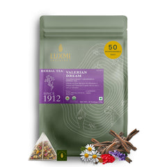 LUXMI front packaging showing tea box and branding, clear ingredient list benefit