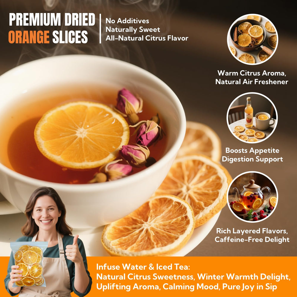 Luxsavia stacked ingredients with orange slice suggesting flavor layering
