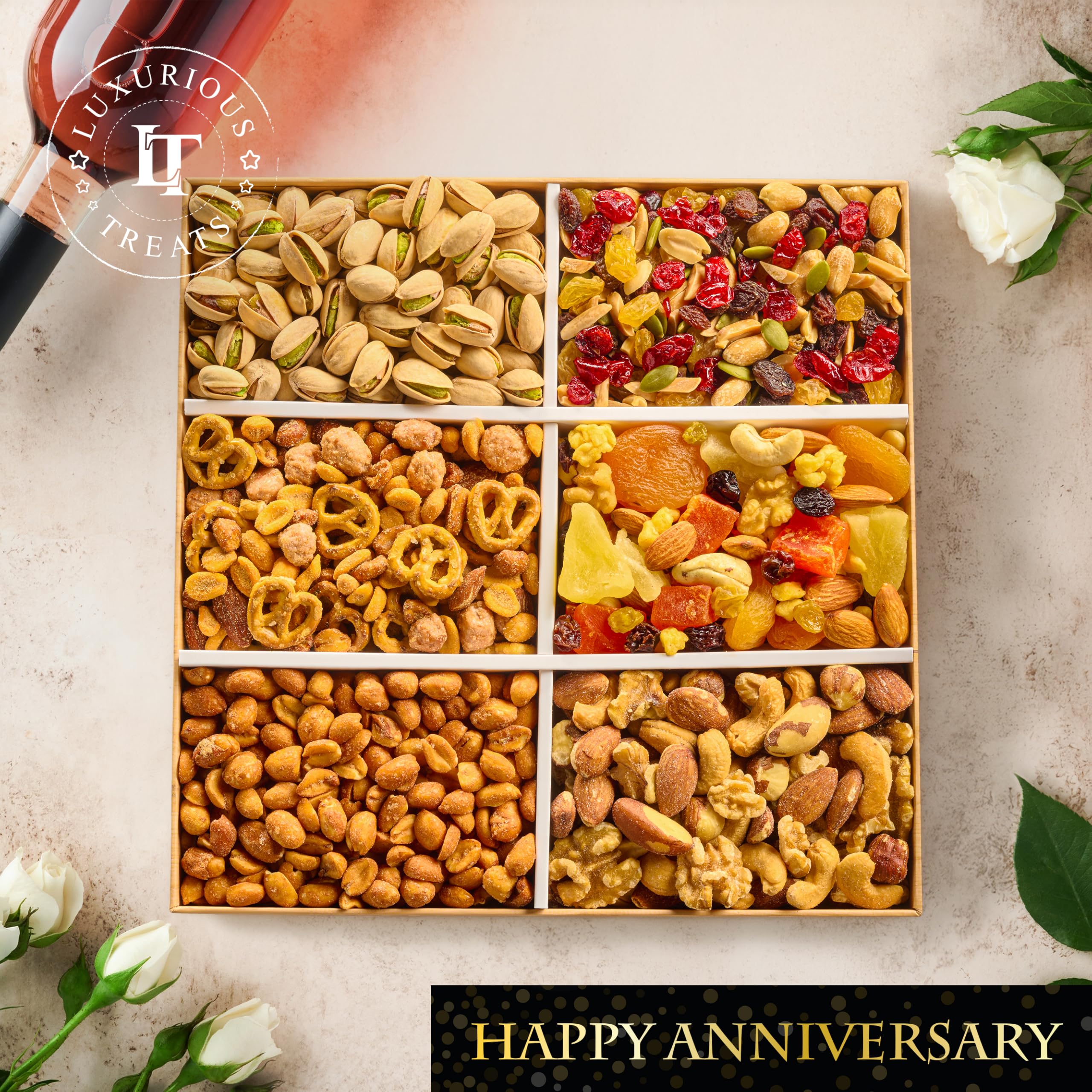 Luxurious Treats nuts served on a tray in a couple setting for sharing enjoyment