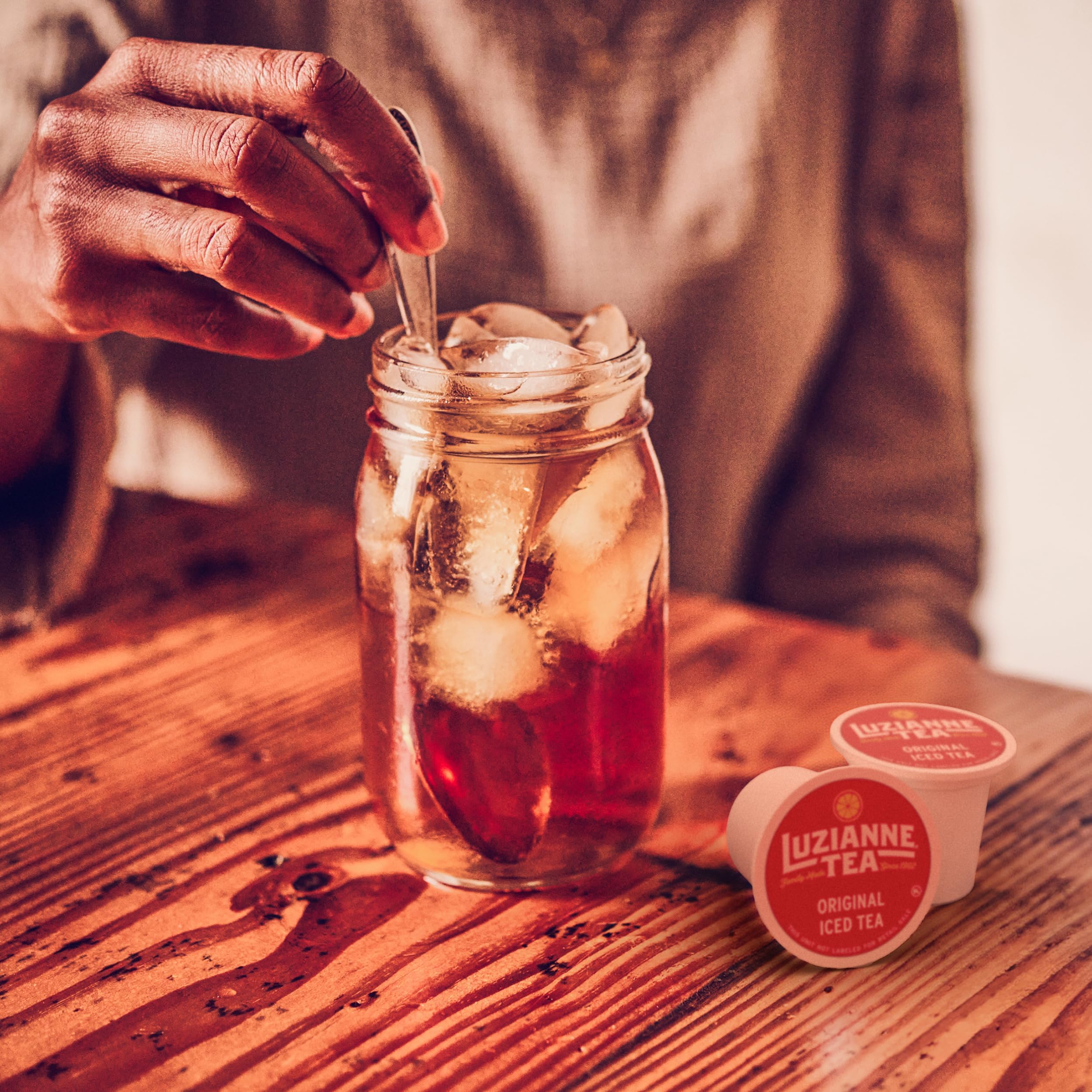 Luzianne pod brewing in single-serve machine producing a fresh cup faster for convenience
