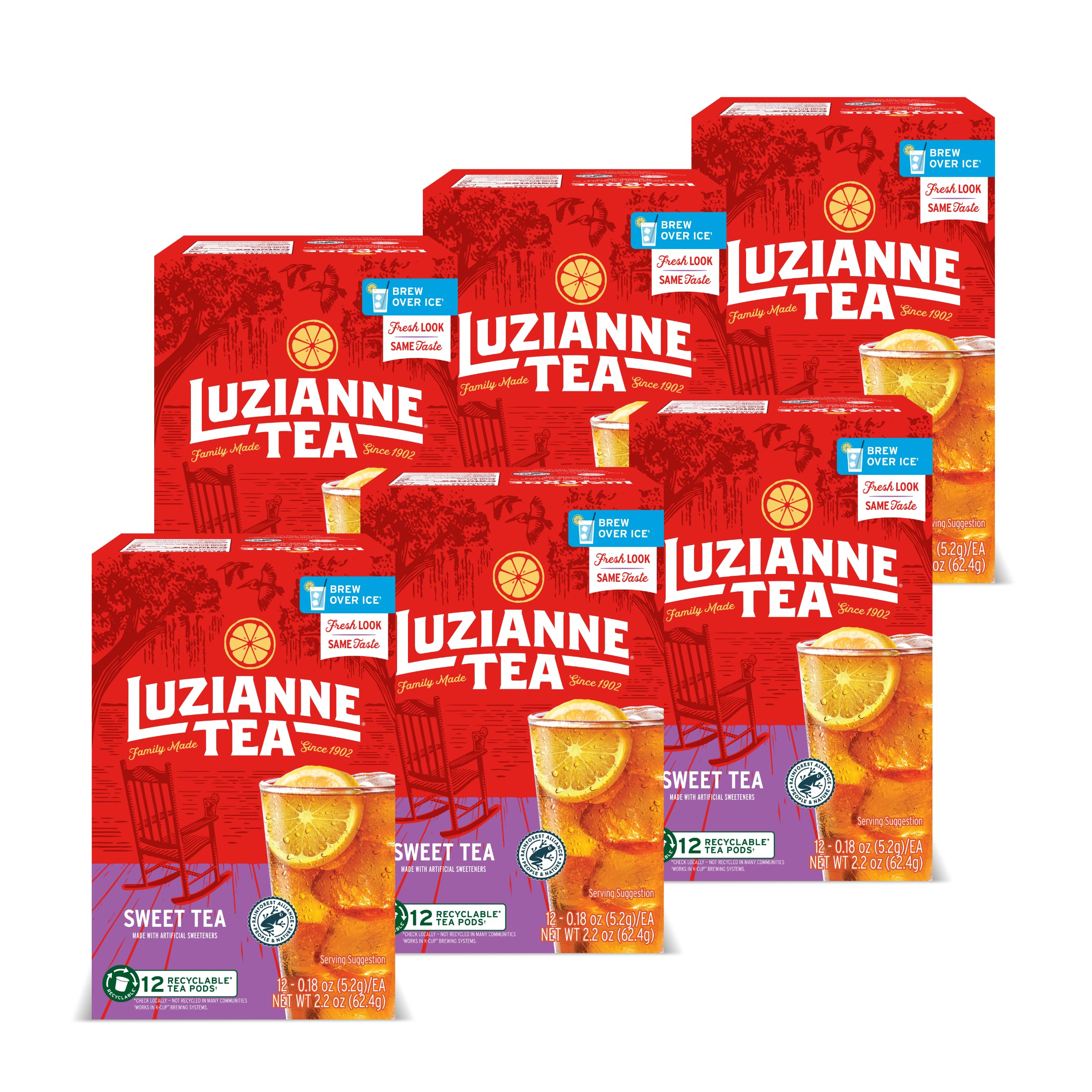 Luzianne front packaging showing pack of twelve pods and product branding for quick selection