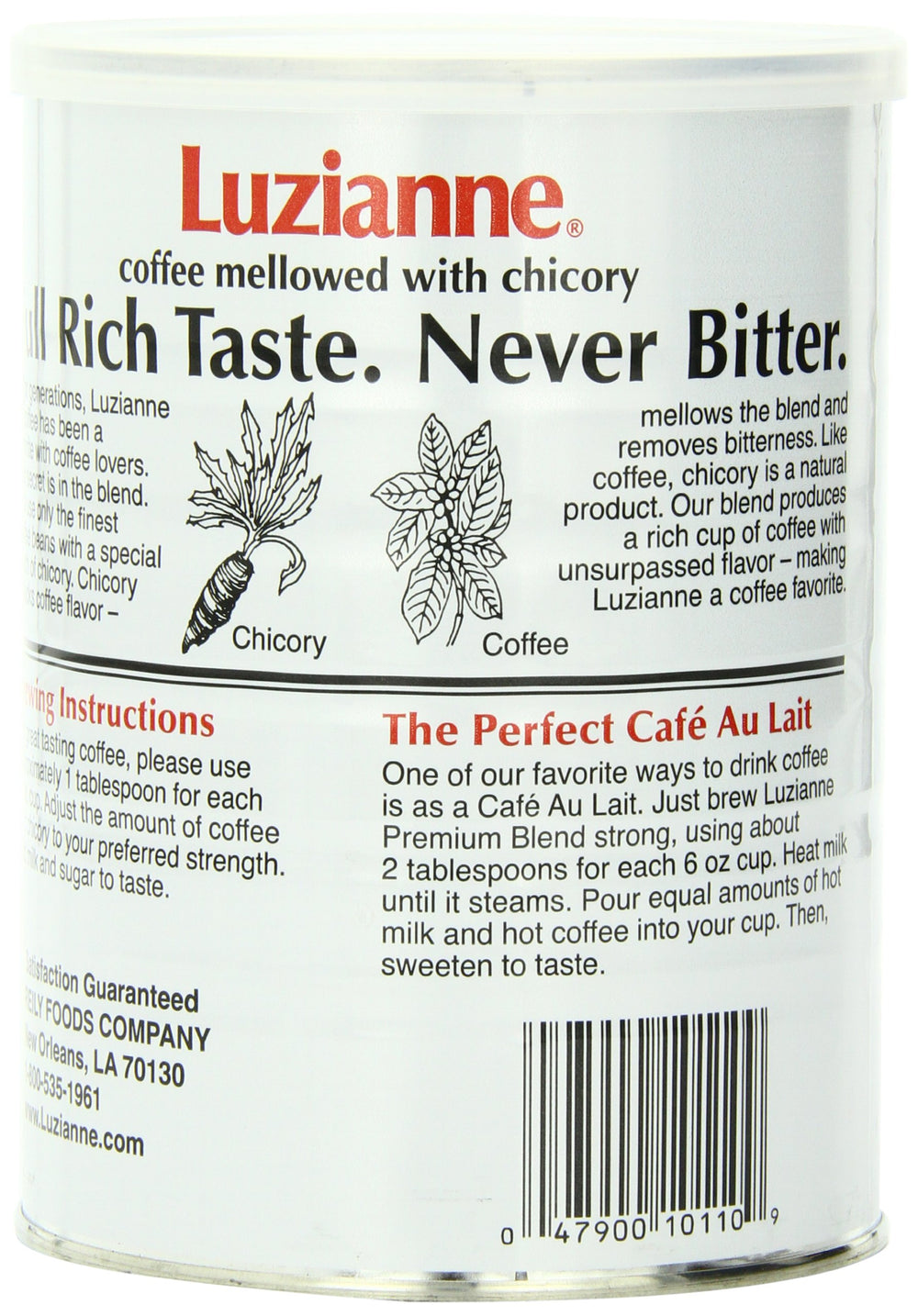 Luzianne ground coffee pour and texture highlighting smooth grind for versatile brewing