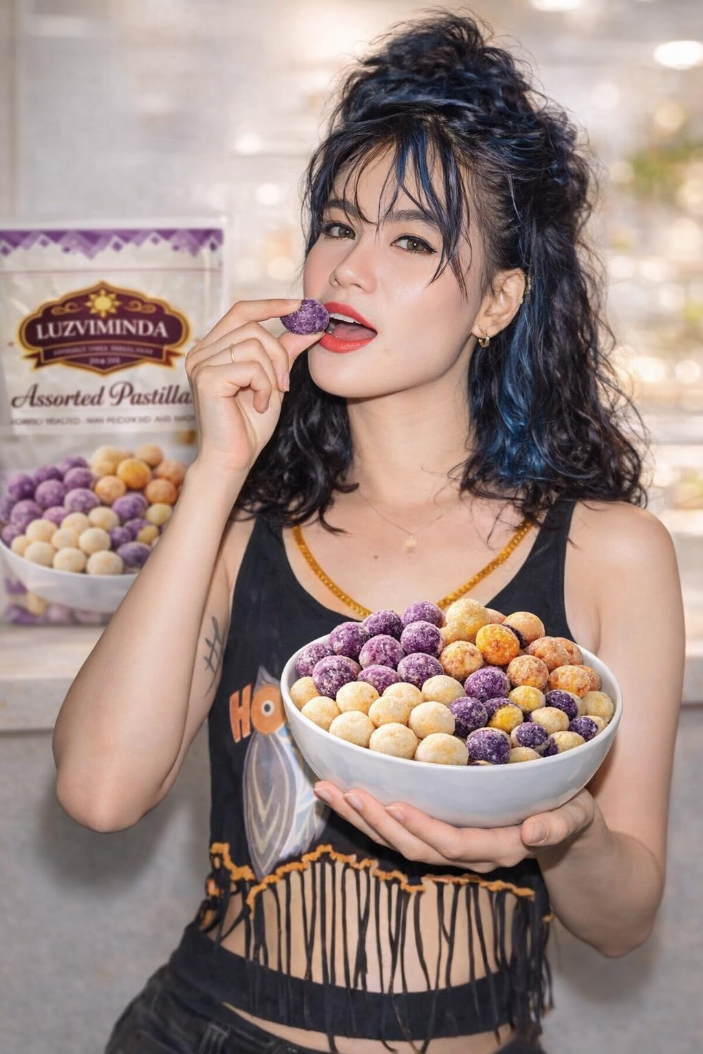 Luzviminda pastillas arranged on a serving plate in a home setting, perfect party bite