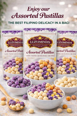 Luzviminda ube macapuno pastillas detail showcasing purple yam and coconut pieces for tropical flavor
